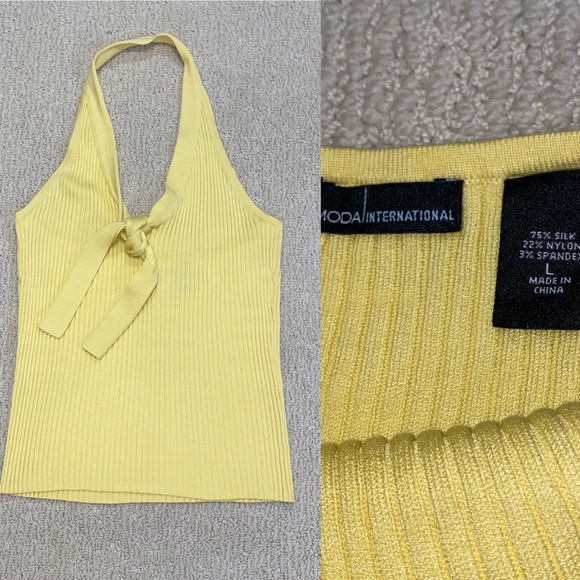 YELLOW Knit Halter Top - Picture 3 of 5